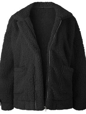 Amazon Women's Black Sherpa Zip-Up Jacket